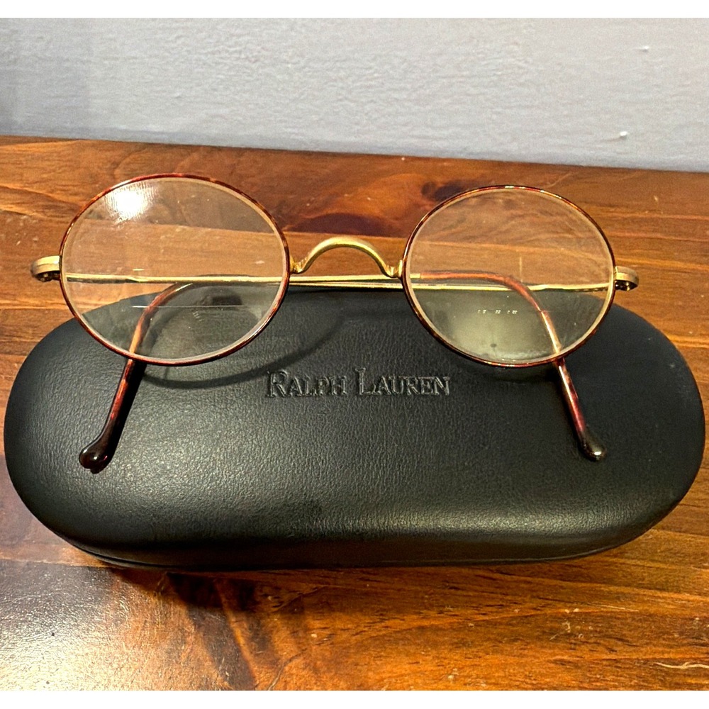 Polo Ralph Lauren Eyeglass Frames Vintage Oval Round Tortoise Gold w/Case